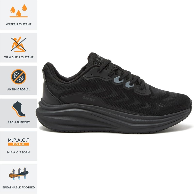 HiTEC Resist SR Runner Mesh Black Non Slip Work Shoes for Men, Comfortable Water Resistant Mens Food Service Sneakers, Medium and Wide Width, Men's Size 7-16 - Image 2